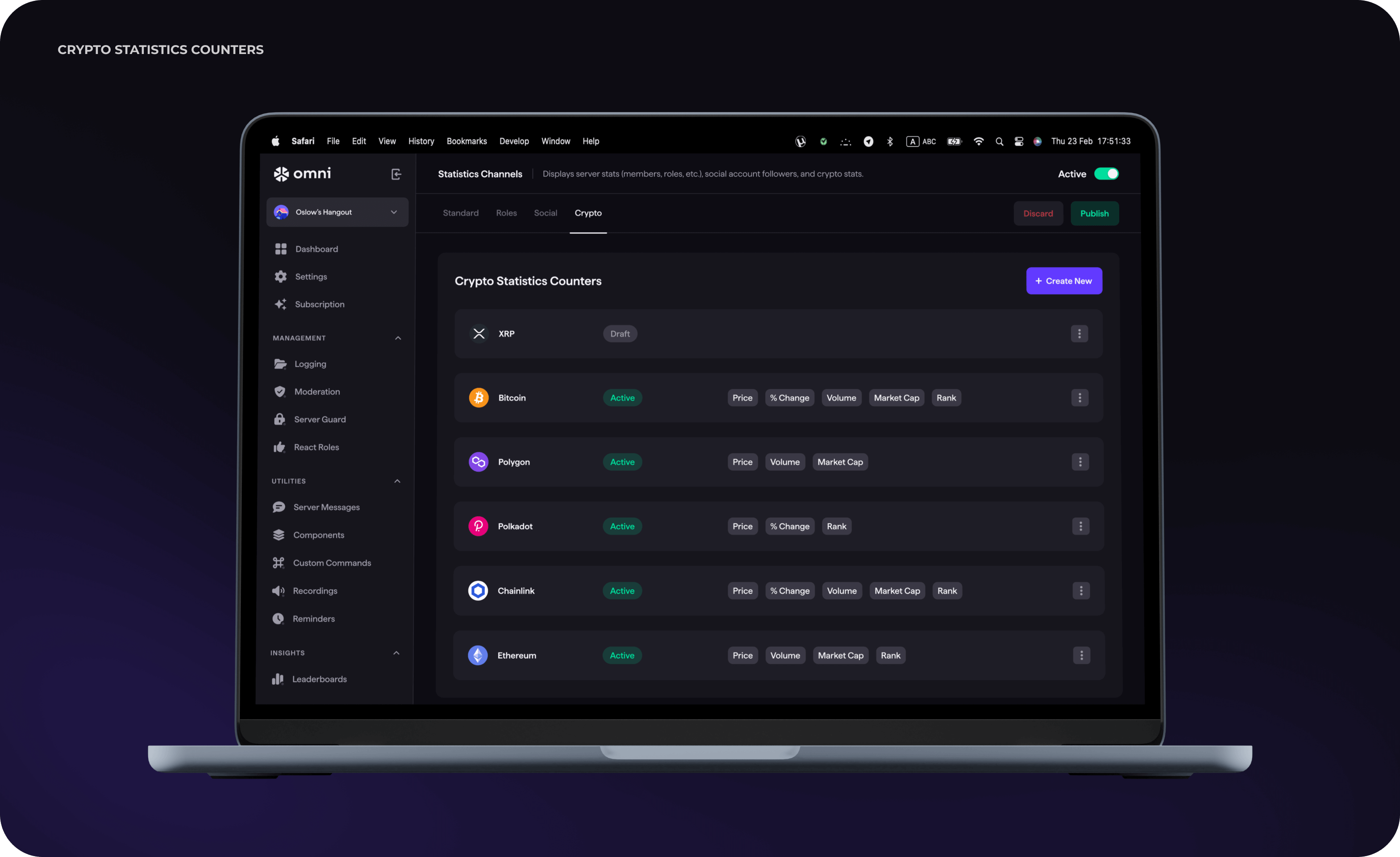 14. Goodface agency - case Omni - crypto statistics counters.png - UX/UI design and development for SaaS solution for Discord app - goodface.agency