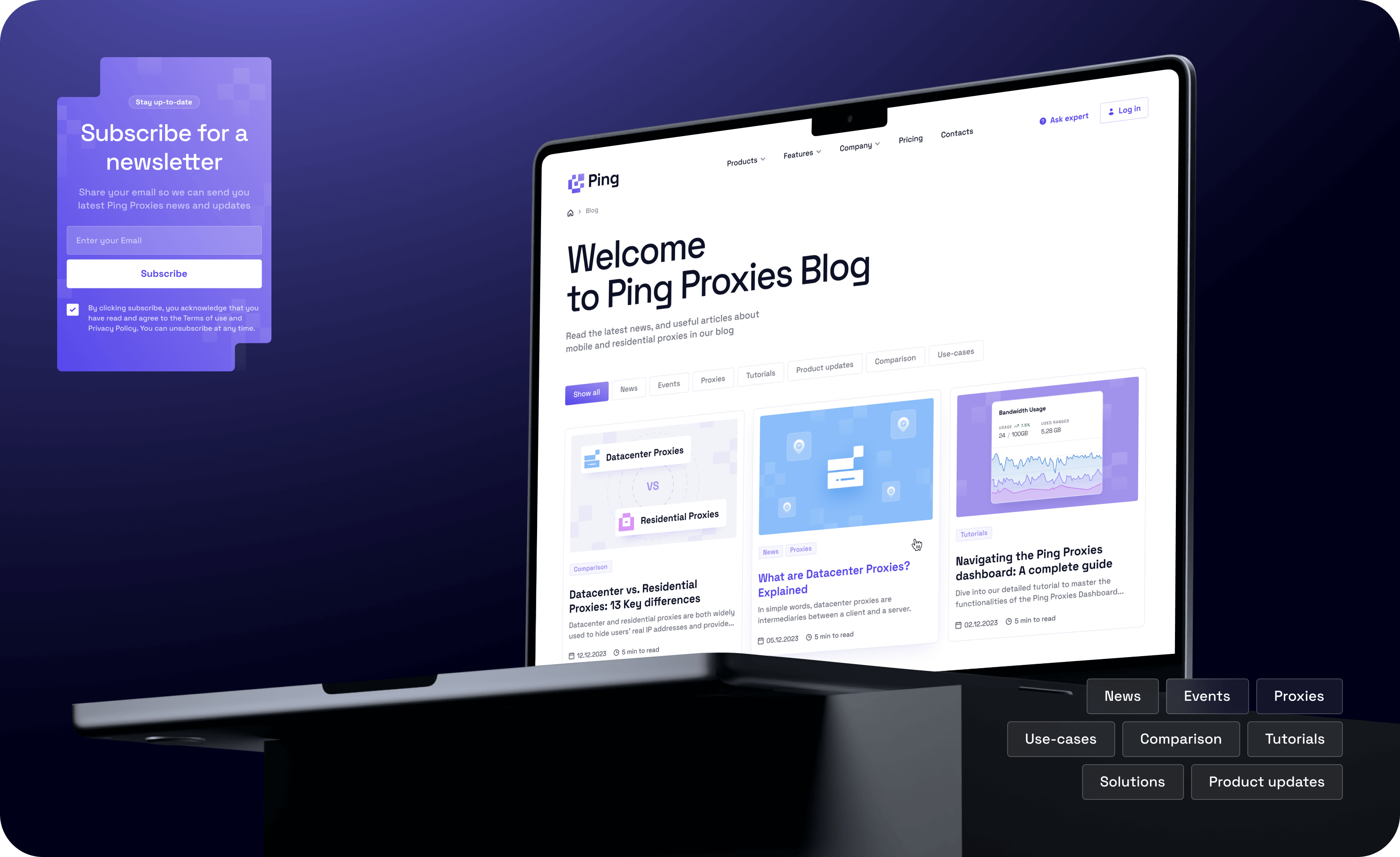 UX/UI design, website development for a SaaS – Ping Proxies - goodface.agency