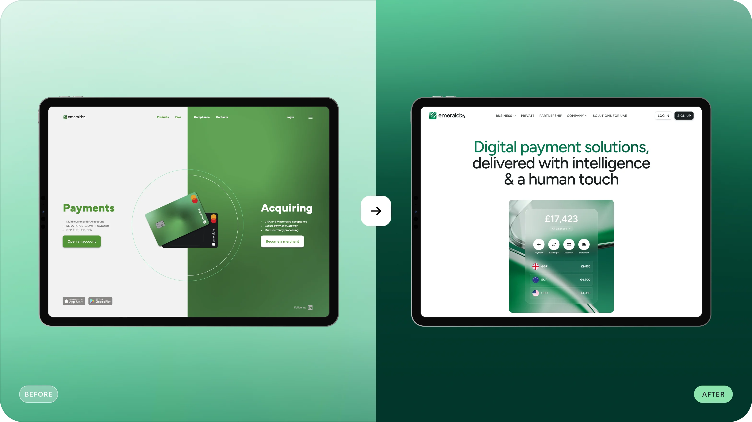 Emerald24 — UX/UI дизайн і розробка сайту для необанку - goodface.agency
