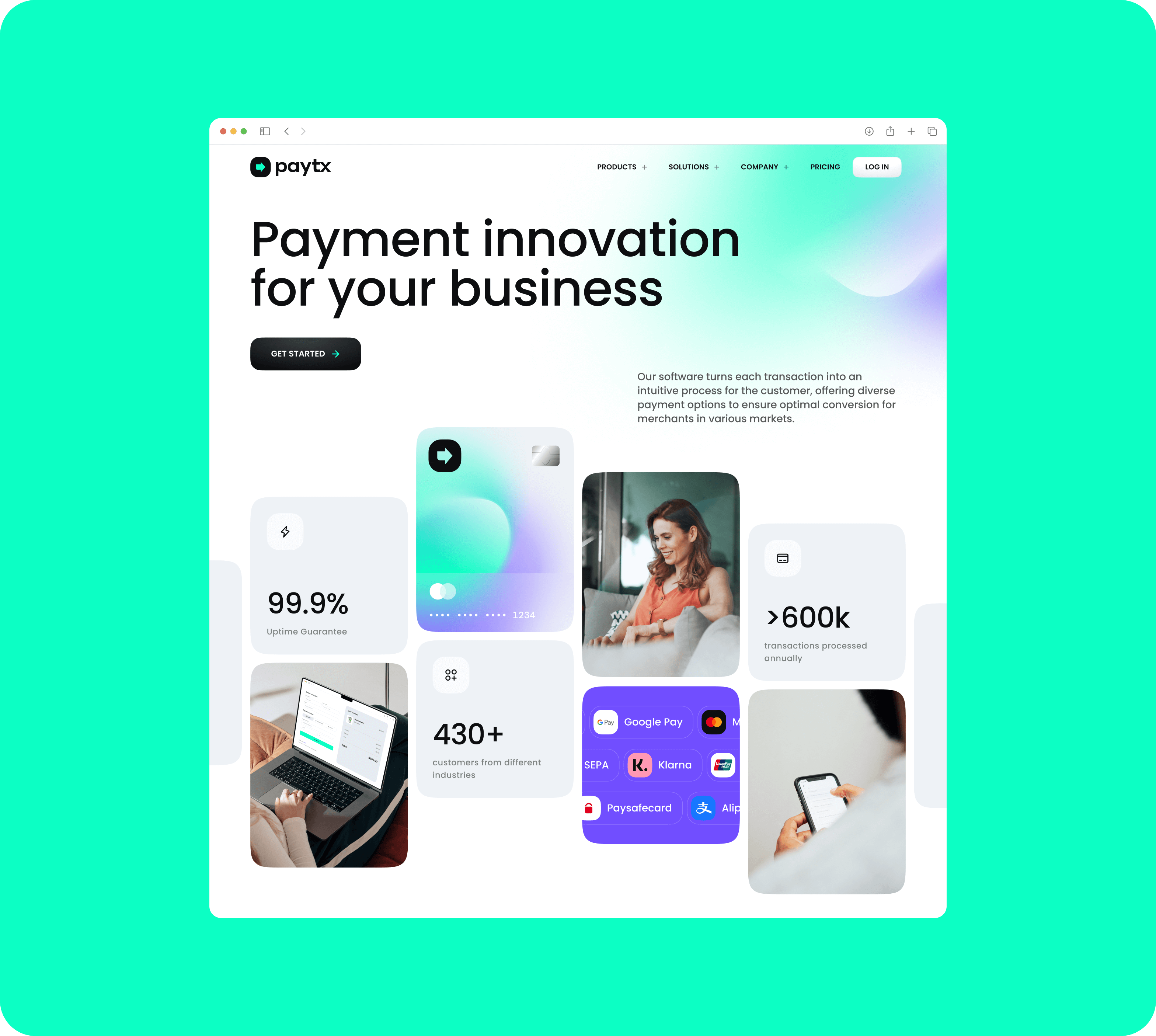 PayTX project: UX/UI Design, website development, logo, brand identity - goodface.agency