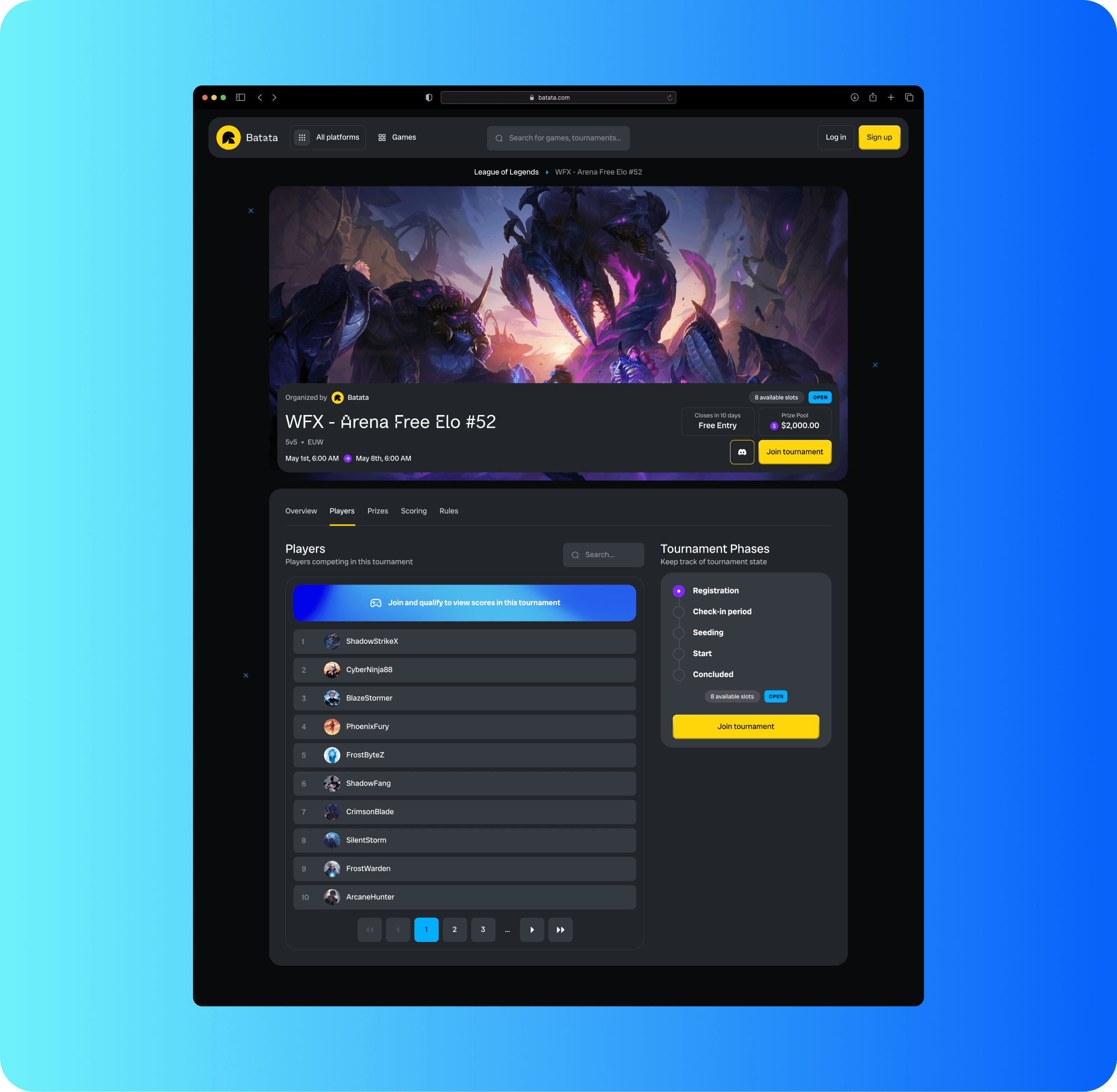 Batata: UX/UI design of an eSports platform – Goodface - goodface.agency