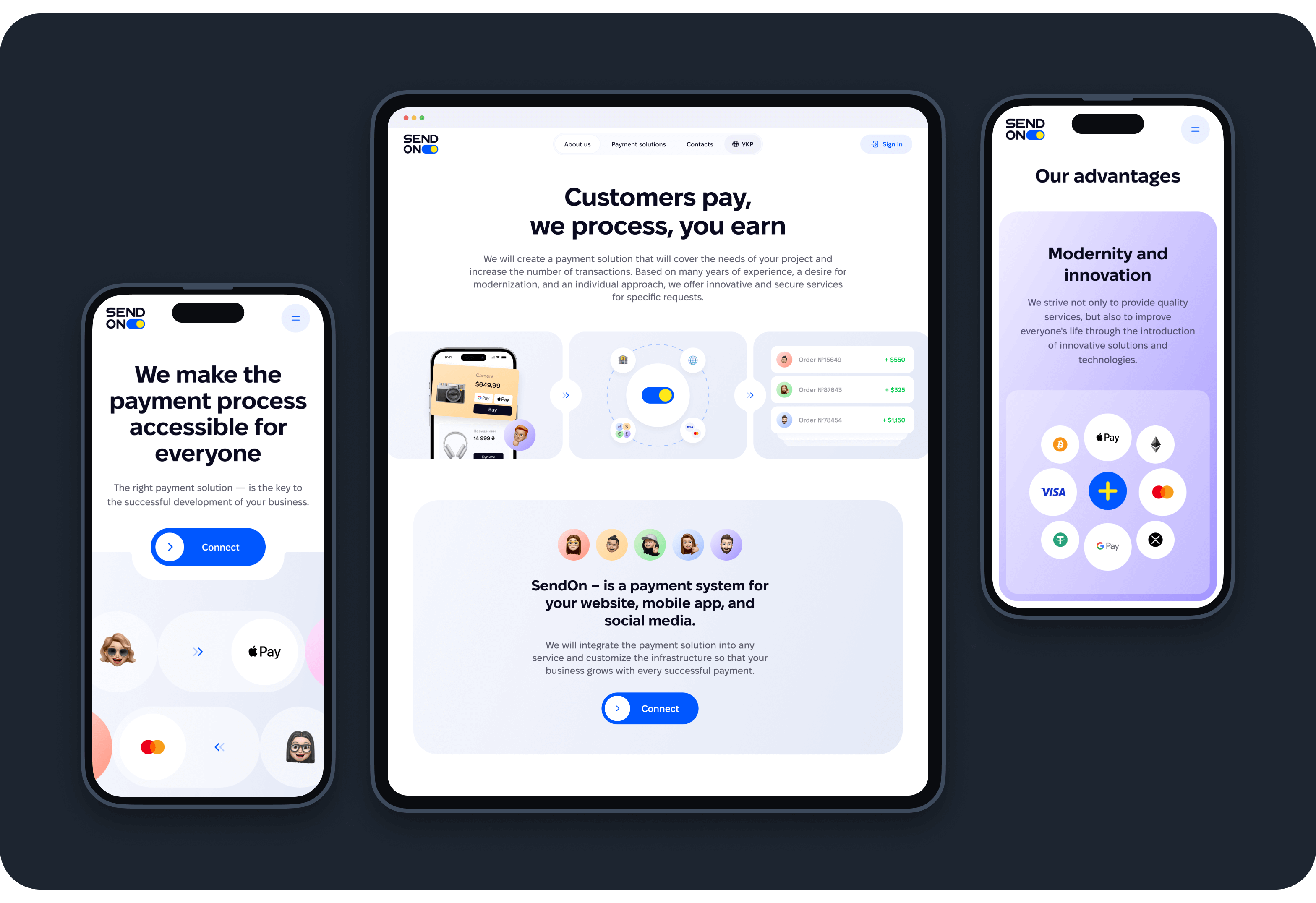 Goodface agency, case SendOn 2.png - UX/UI Design, website development and brand identity for an online payment service - goodface.agency