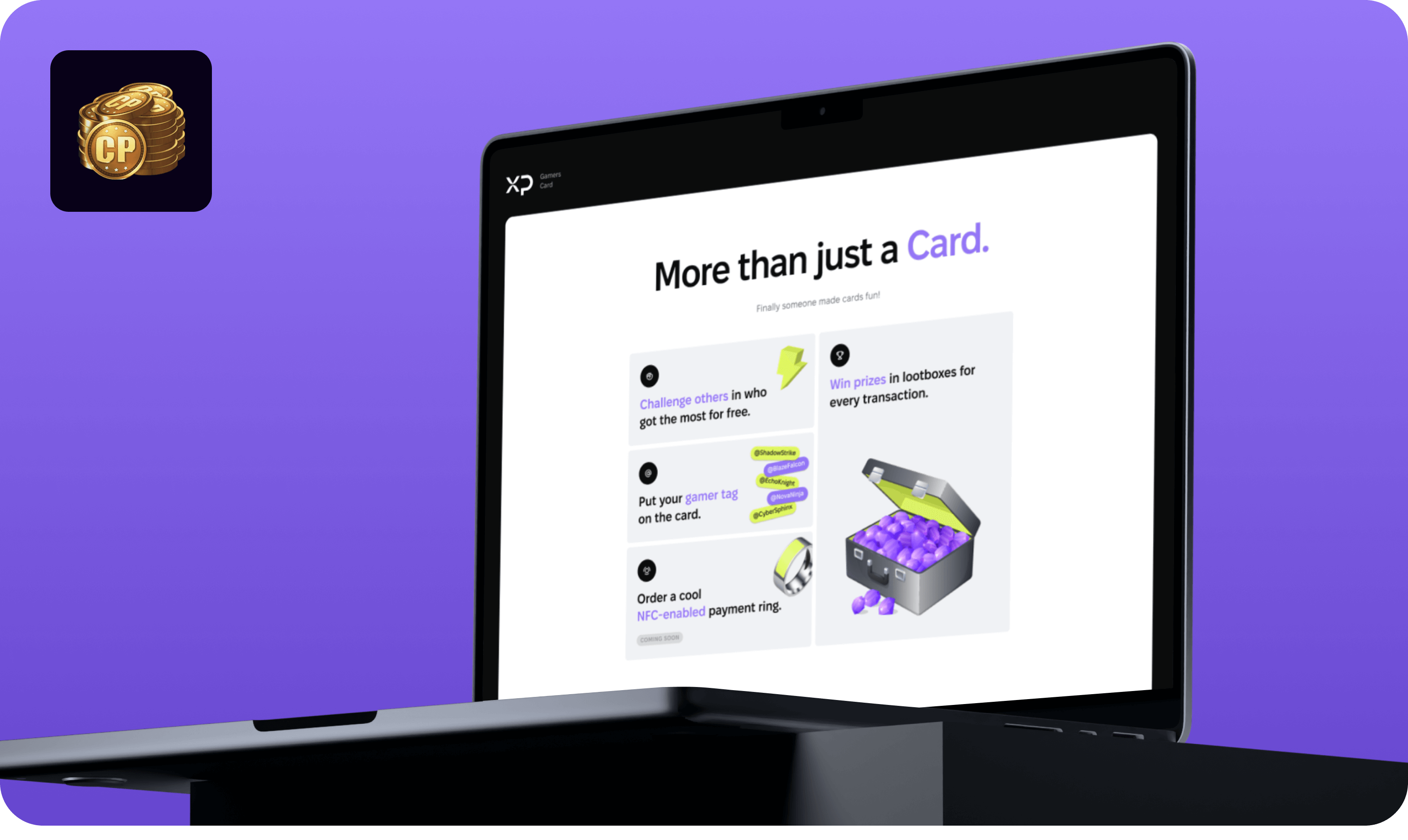 Goodface agency, case XP, website benefits.png - XP games card project: Logo & brand identity design, UX/UI design and website development for a fintech startup in the esports industry – Goodface agency  - goodface.agency