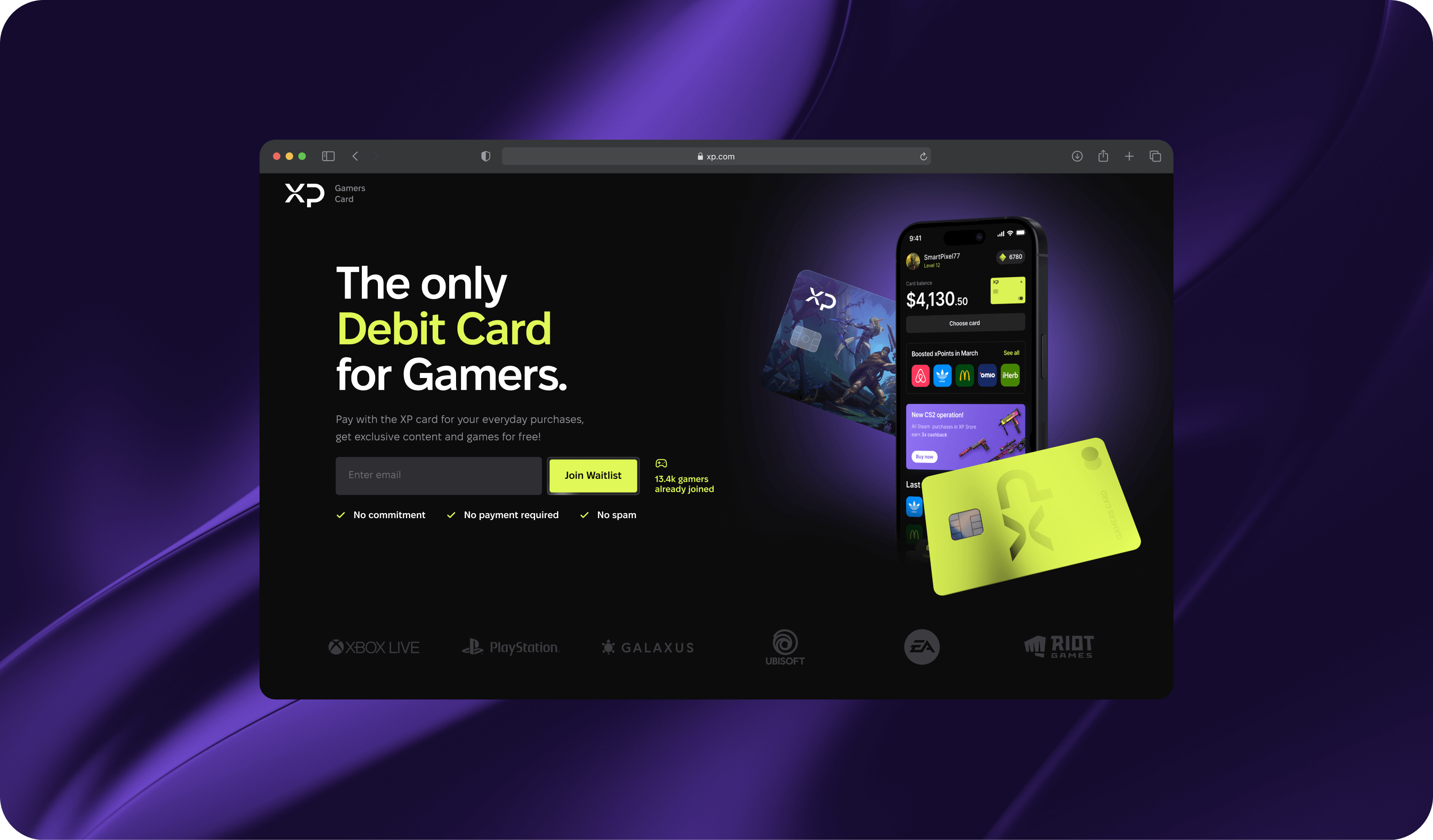 Goodface agency, case XP, website hero-1.png - XP games card project: Logo & brand identity design, UX/UI design and website development for a fintech startup in the esports industry – Goodface agency  - goodface.agency
